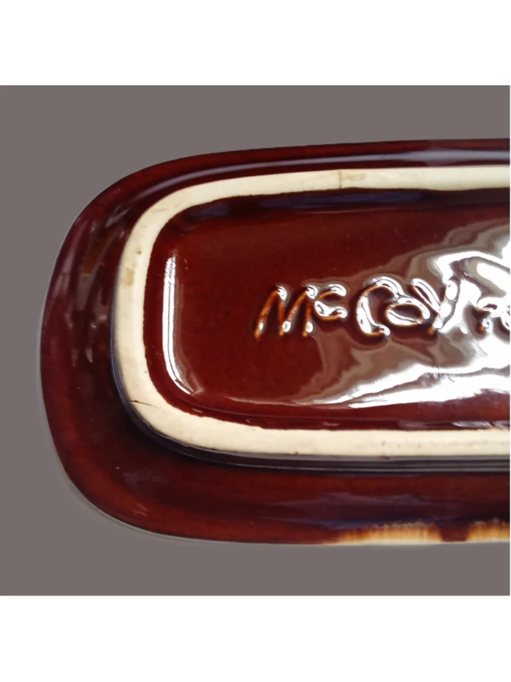 Vintage McCoy Butter Dish Brown Drip Glaze